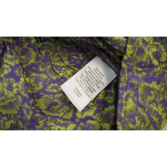 Abound Top Women's Sz S Violet/Yellow Floral Print Square Neck Cropped L/S Top - Picture 8 of 9